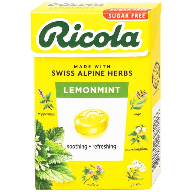 Kẹo ngậm thảo mộc Ricola Lemon Mint không đường giảm ho (40g)