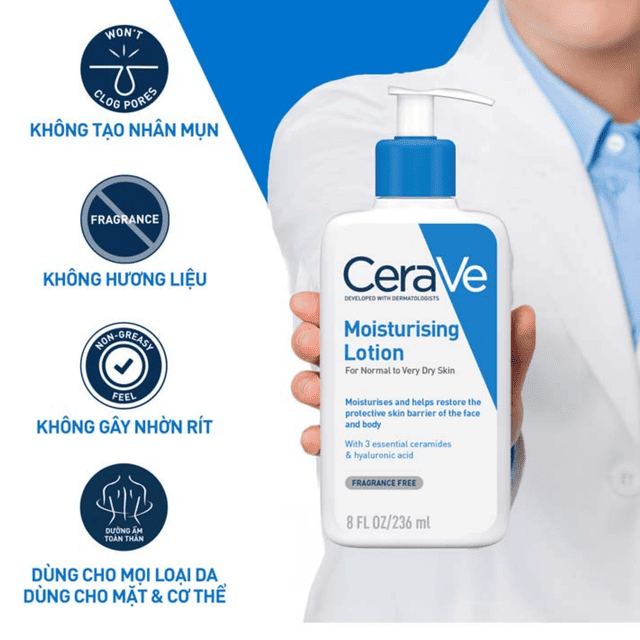 Sữa dưỡng ẩm da CeraVe Moisturising Lotion dành cho da thường, da khô và rất khô (236ml)