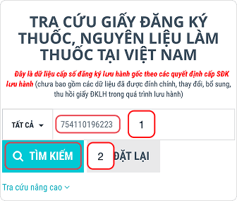 Tra cứu số đăng ký thuốc được cấp phép