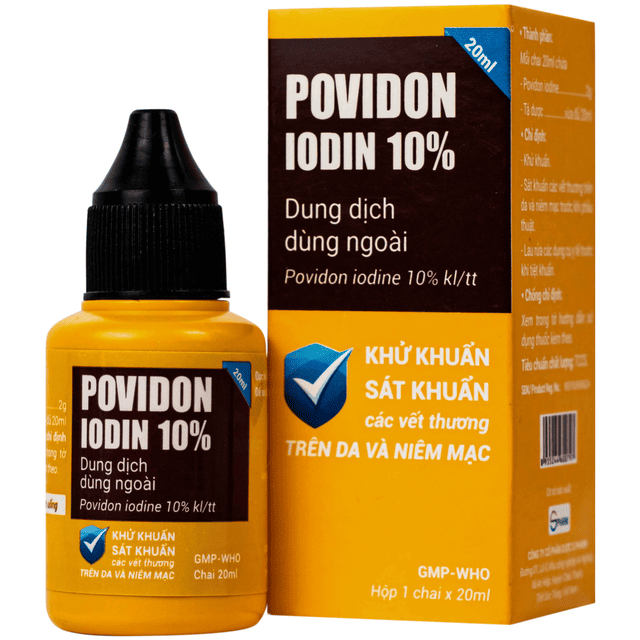 Povidon Iodin 10% khử khuẩn, sát trùng vết thương trên da và niêm mạc
