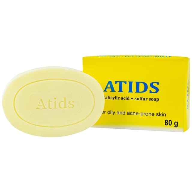 Xà phòng Atids Salicylic Acid + Sulfur giúp làm sạch da, hỗ trợ giảm mụn lưng, mụn cơ thể